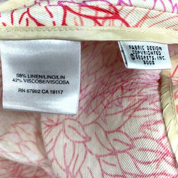 Sigrid Olsen 2 Piece Linen Blend Pantsuit Gold Red Button Up Size Medium 8 - Picture 10 of 16